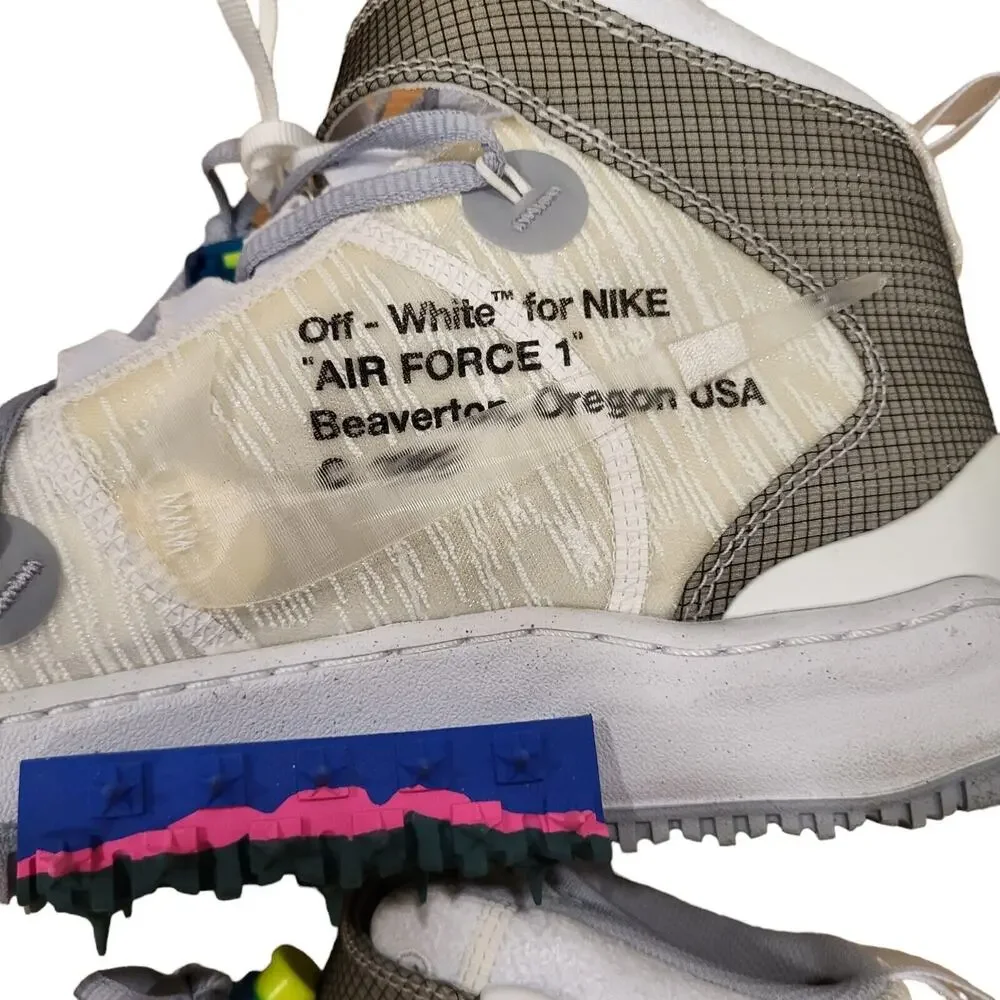 Nike Air Force 1 Mid Off White Black Grey Spikes Black Mans Sz 12.5 /Womens